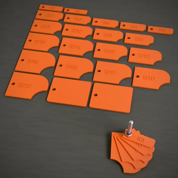 Radius-Lehre (Radienlehre, Radiusschablone) – 3D-Druck-Modell nach Maß