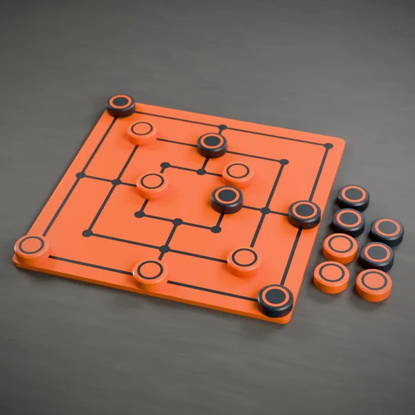 Spielsteine und Brett (Spielsteine, Mühle) – 3D-Druck-Modell nach Maß